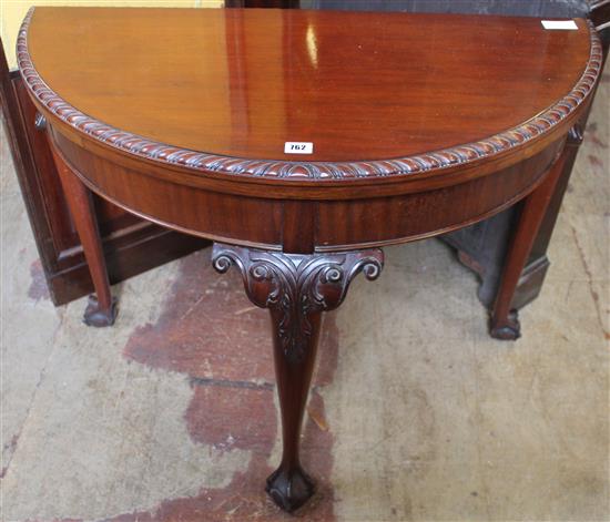 Mahogany demi lune card table